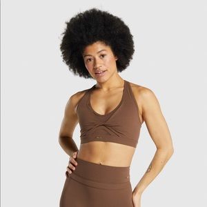 Gymshark x Whitney Mesh Sports Bra Dandelion Brown
